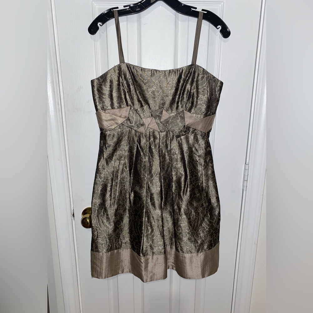 BCBGMaxAzria Metallic Olive Dress